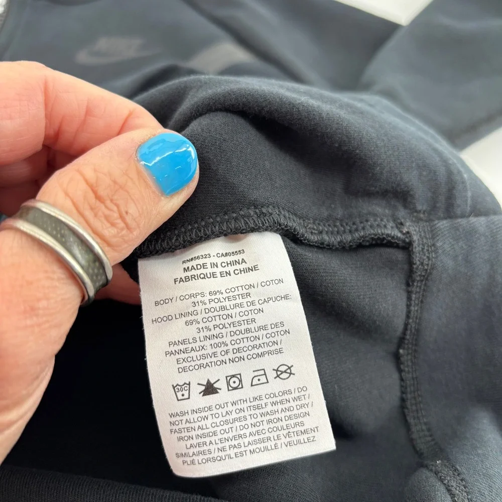 Nike Tech Fleece Hoodie Kids Large Black‎ Excellent Loose Fit Full Zip Jacket